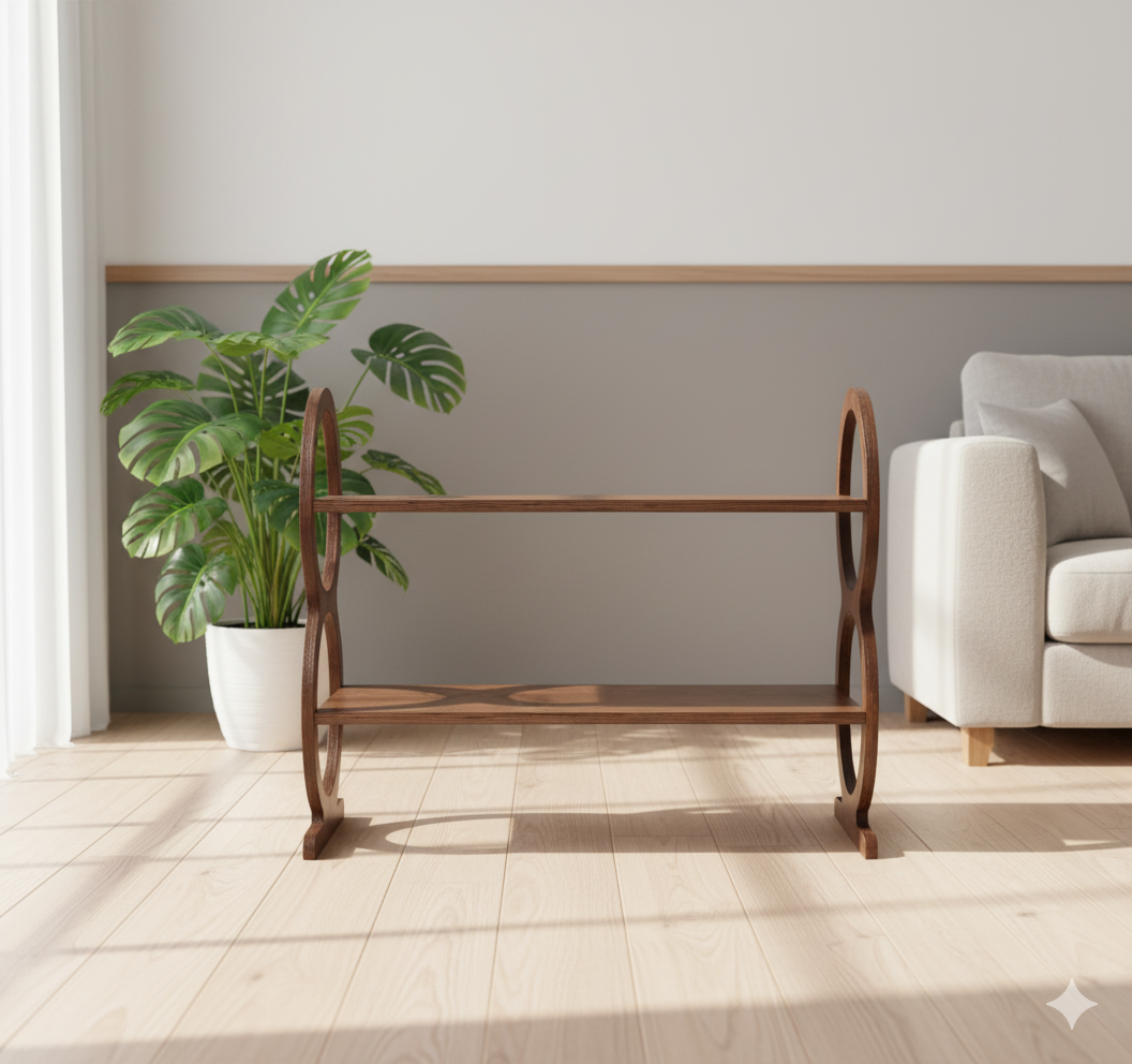 Wooden Walnut Shoe Rack 2-Tier Shoe Organizer for Entryway Closet Bedroom,Home Storage Durable Eco-Friendly Rustic Shoe Shelf