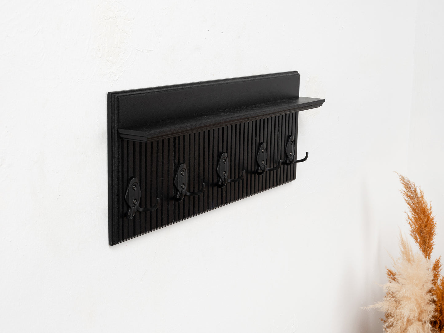 Rustic Wall Mounted Coat Rack with Shelf, Handmade Wooden Entryway Organizer with Hooks, Farmhouse Key Holder, Hallway Storage
