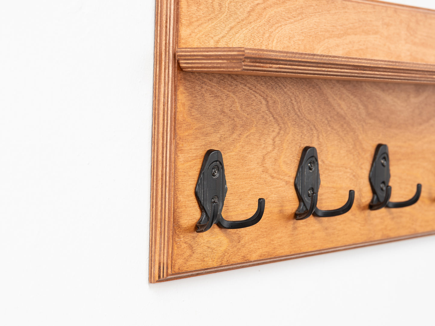 Rustic Wall Mounted Coat Rack with Shelf, Handmade Wooden Entryway Organizer with Hooks, Farmhouse Key Holder, Hallway Storage