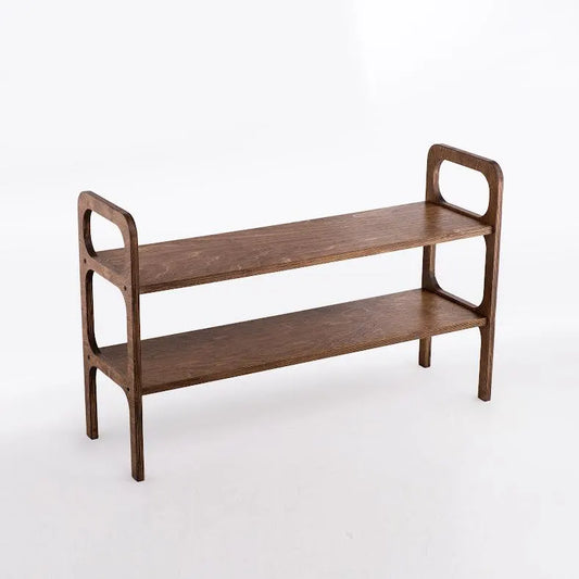 Wooden Walnut Shoe Rack 2-Tier Shoe Organizer for Entryway Closet Bedroom,Home Storage Durable Eco-Friendly Rustic Shoe Shelf