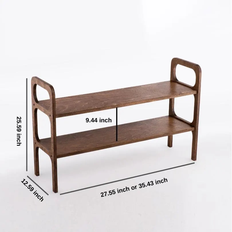 Wooden Walnut Shoe Rack 2-Tier Shoe Organizer for Entryway Closet Bedroom,Home Storage Durable Eco-Friendly Rustic Shoe Shelf