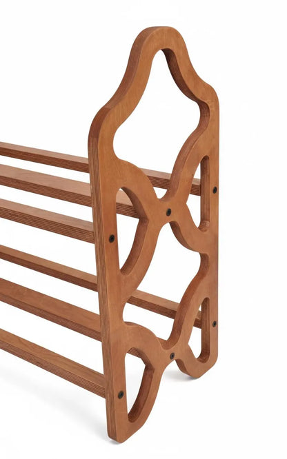 Decorative Wooden Shoe Rack with Laser Cut Side Panels