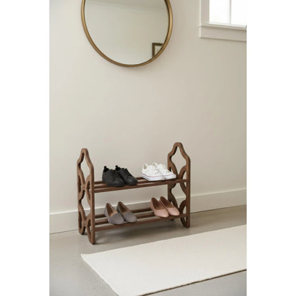 Decorative Wooden Shoe Rack with Laser Cut Side Panels