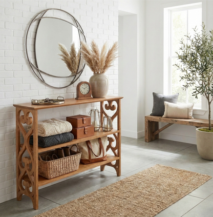Wood Console Table – Record Player Stand – Handmade Entryway Table