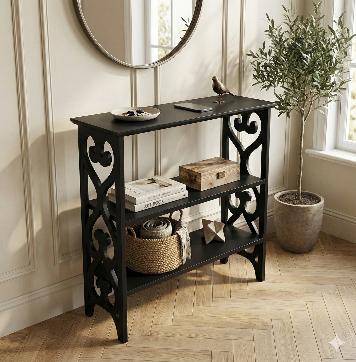 Wood Console Table – Record Player Stand – Handmade Entryway Table