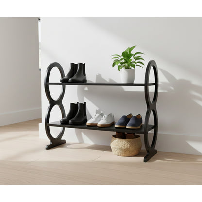 Handmade Wooden Shoe Rack – 2 Tier Entryway Shoe Storage Shelf, Birch Plywood Organizer