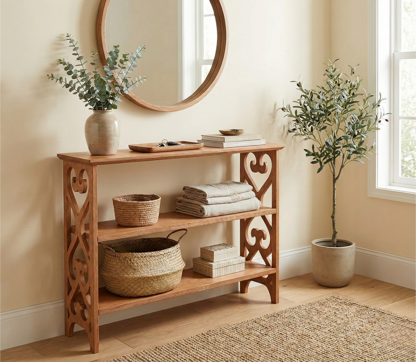 Wood Console Table – Record Player Stand – Handmade Entryway Table