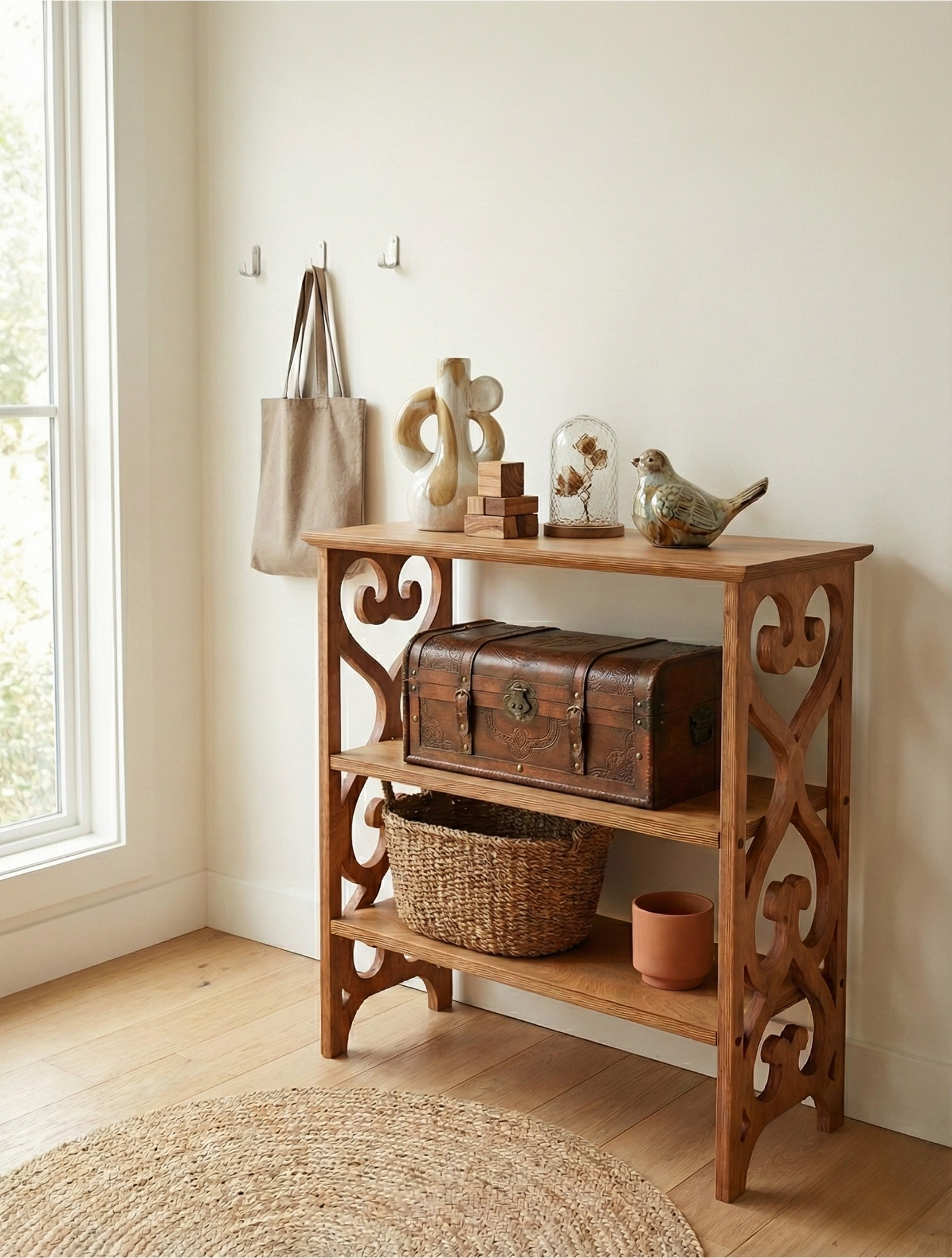 Wood Console Table – Record Player Stand – Handmade Entryway Table