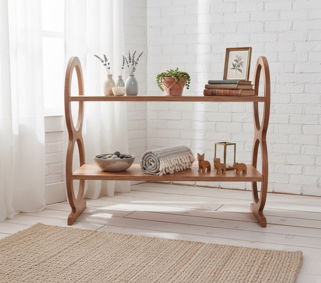 Handmade Wooden Shoe Rack – 2 Tier Entryway Shoe Storage Shelf, Birch Plywood Organizer