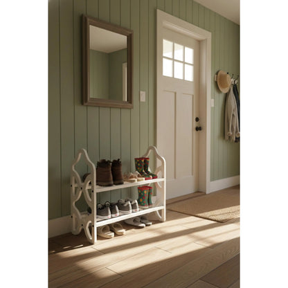 Decorative Wooden Shoe Rack with Laser Cut Side Panels