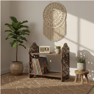 Wooden Record Player Stand with Vinyl Storage – Solid Wood Turntable Cabinet