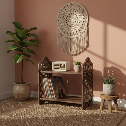 Wooden Record Player Stand with Vinyl Storage – Solid Wood Turntable Cabinet