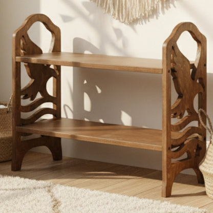 Eagle Design Wooden Shoe Rack – 2 Tier Entryway Organizer