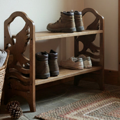 Eagle Design Wooden Shoe Rack – 2 Tier Entryway Organizer