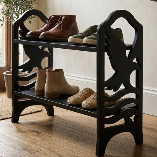 Eagle Design Wooden Shoe Rack – 2 Tier Entryway Organizer
