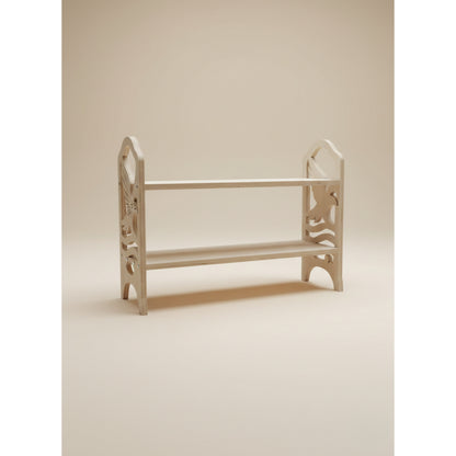 Handmade Wooden Shoe Rack with Eagle Cutout – 2 Tier, Natural Birch Plywood