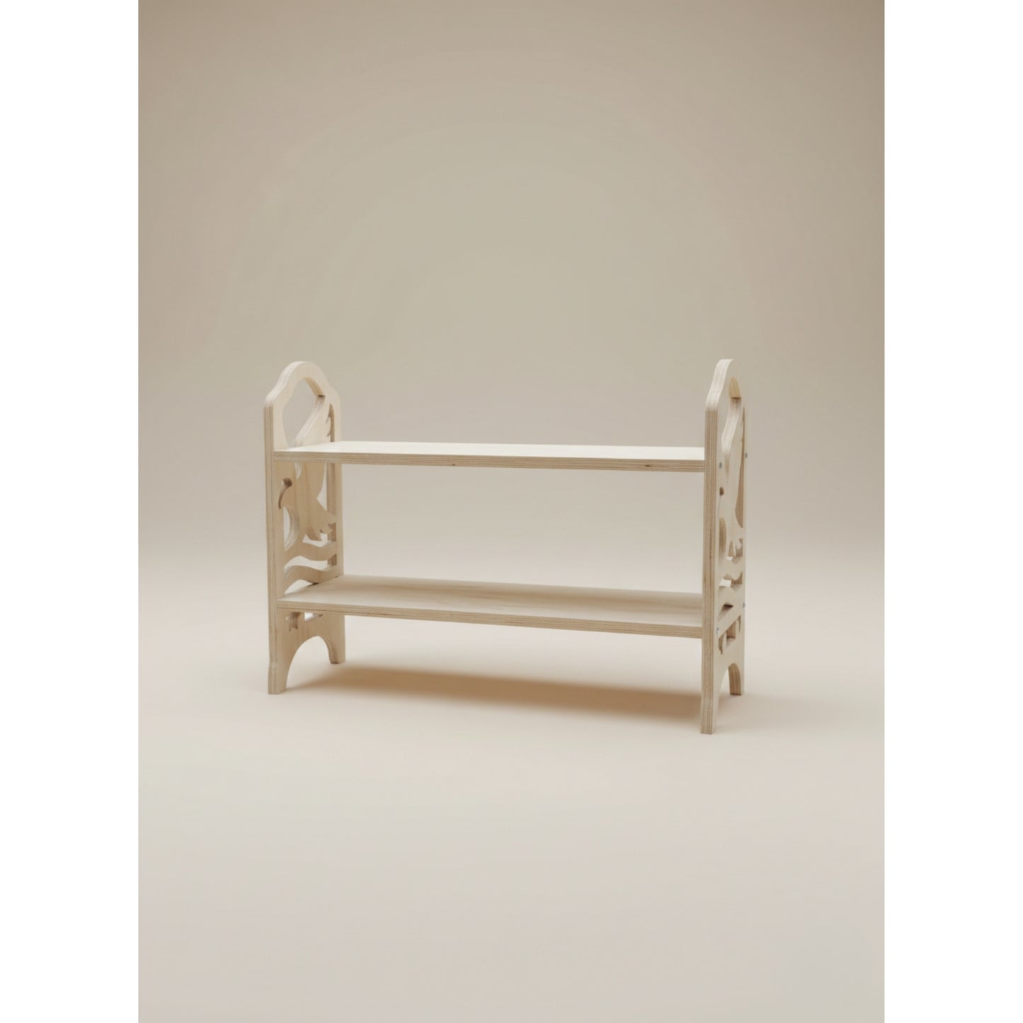 Handmade Wooden Shoe Rack with Eagle Cutout – 2 Tier, Natural Birch Plywood