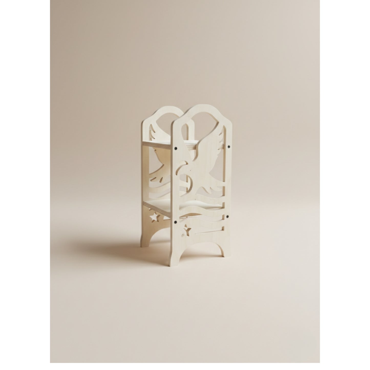 Handmade Wooden Shoe Rack with Eagle Cutout – 2 Tier, Natural Birch Plywood