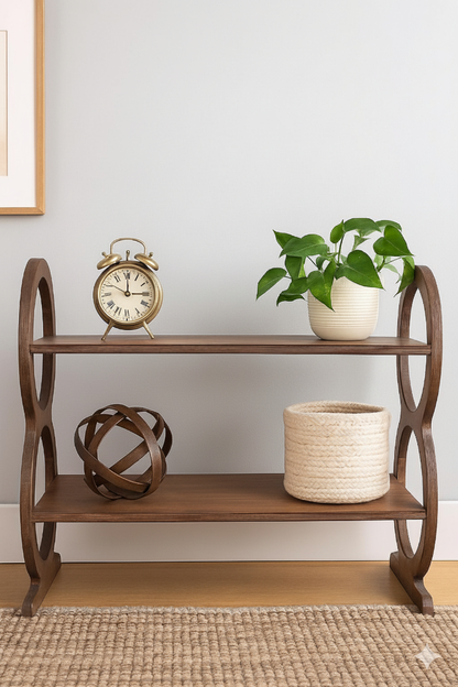 Wooden Walnut Shoe Rack 2-Tier Shoe Organizer for Entryway Closet Bedroom,Home Storage Durable Eco-Friendly Rustic Shoe Shelf