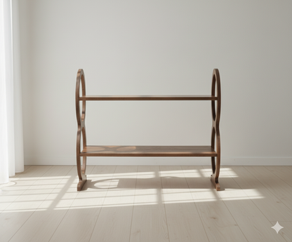 Wooden Walnut Shoe Rack 2-Tier Shoe Organizer for Entryway Closet Bedroom,Home Storage Durable Eco-Friendly Rustic Shoe Shelf