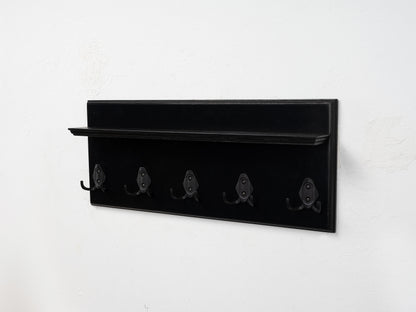 Rustic Wall Mounted Coat Rack with Shelf, Handmade Wooden Entryway Organizer with Hooks, Farmhouse Key Holder, Hallway Storage