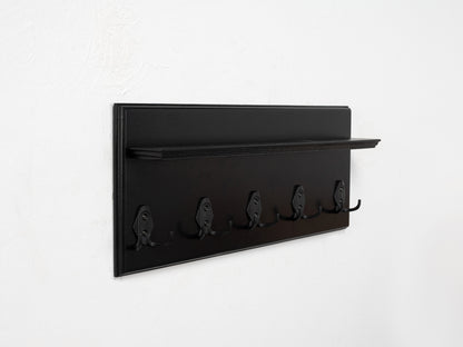 Rustic Wall Mounted Coat Rack with Shelf, Handmade Wooden Entryway Organizer with Hooks, Farmhouse Key Holder, Hallway Storage
