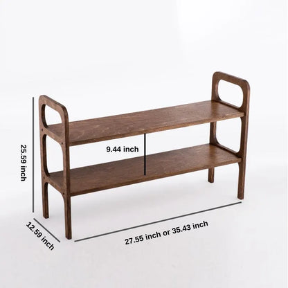 Wooden Walnut Shoe Rack 2-Tier Shoe Organizer for Entryway Closet Bedroom,Home Storage Durable Eco-Friendly Rustic Shoe Shelf