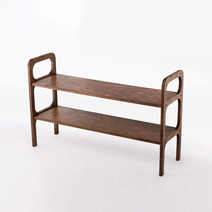Wooden Walnut Shoe Rack 2-Tier Shoe Organizer for Entryway Closet Bedroom,Home Storage Durable Eco-Friendly Rustic Shoe Shelf