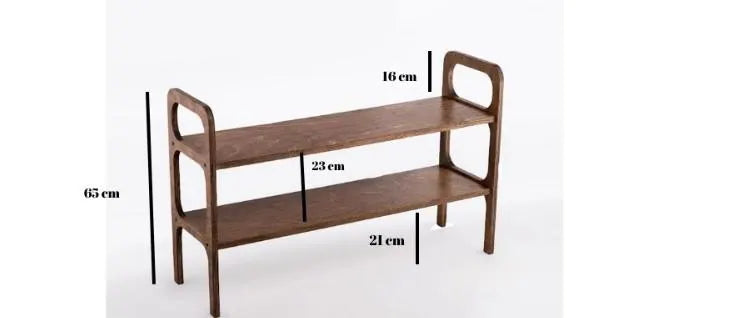 Wooden Walnut Shoe Rack 2-Tier Shoe Organizer for Entryway Closet Bedroom,Home Storage Durable Eco-Friendly Rustic Shoe Shelf